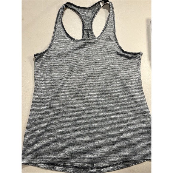 adidas Tops - Adidas Size Medium Razorback Grey Striped Tank Top Women's